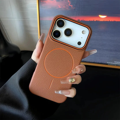 Frosted Hit Lichee Pattern Magnetic Phone Case For iPhone 11 To 17 Pro Max Dustproof MagSafe For Daily Use