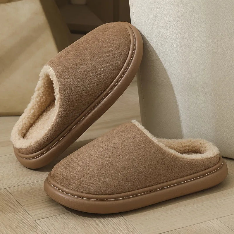 Warm Cotton Slippers For Women Plus Size And Men Indoor Anti Slip Thick Sole For Cozy Home