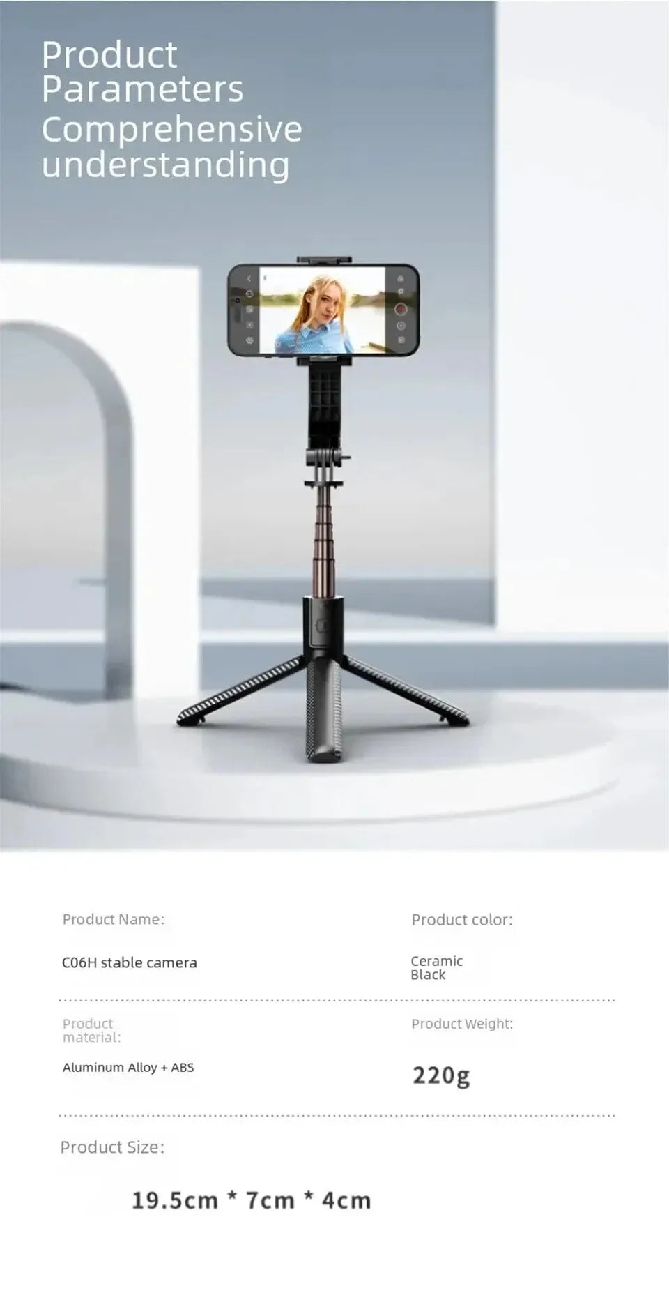 FGCLSY Bluetooth Handheld Gimbal Stabilizer Mobile Phone Selfie Stick Aluminum Alloy Adjustable Tripod for Smartphone Live