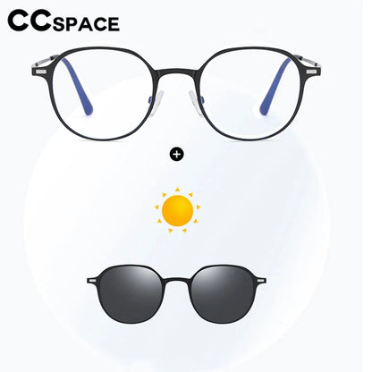 CCspace Round Polarized Clip On Glasses For Women Blue Light Blocking Lenses Customizable Prescription