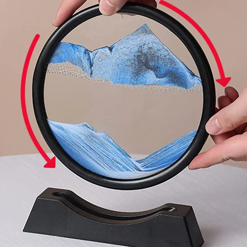 Nordic 3D Moving Sand Art Liquid Hourglass Ornament Mesmerizing Flowing Sand For Home Decor Enthusiasts Gift