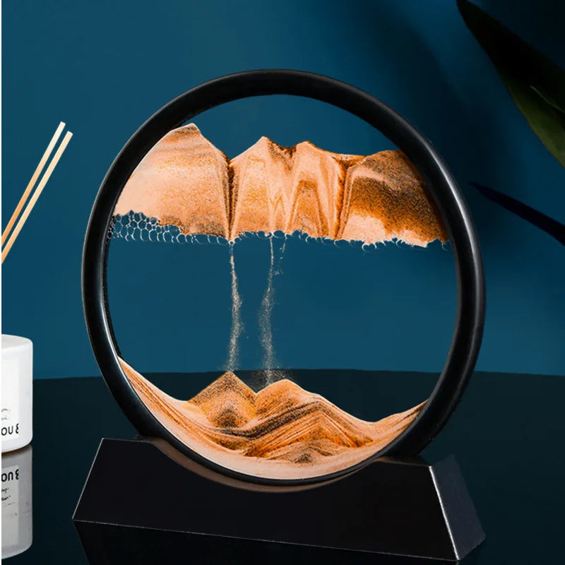 Nordic 3D Moving Sand Art Liquid Hourglass Ornament Mesmerizing Flowing Sand For Home Decor Enthusiasts Gift