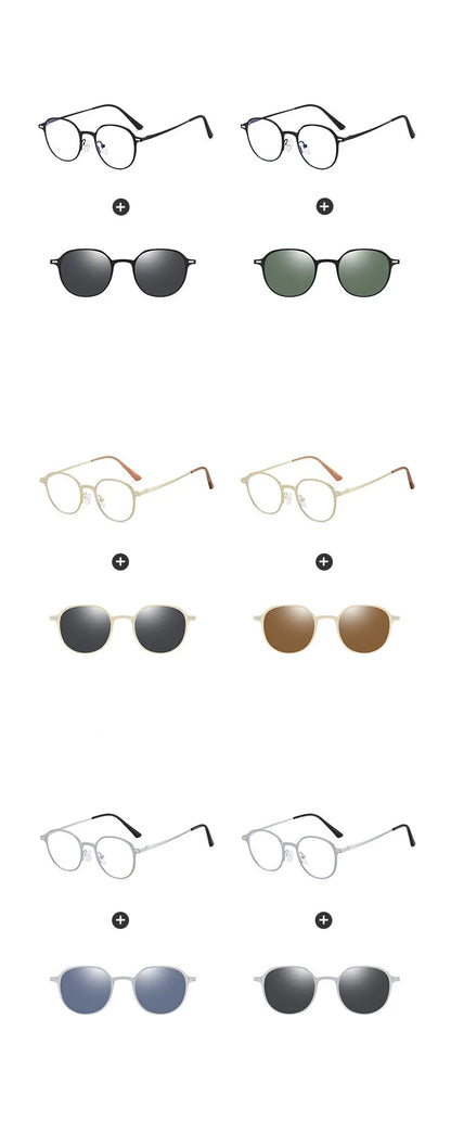 CCspace Round Polarized Clip On Glasses For Women Blue Light Blocking Lenses Customizable Prescription