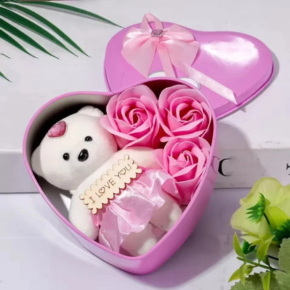 Bear Soap Rose Gift Box Valentines Day Flower Love Box Bears Bouquet Wedding Birthday Home Party Decoration