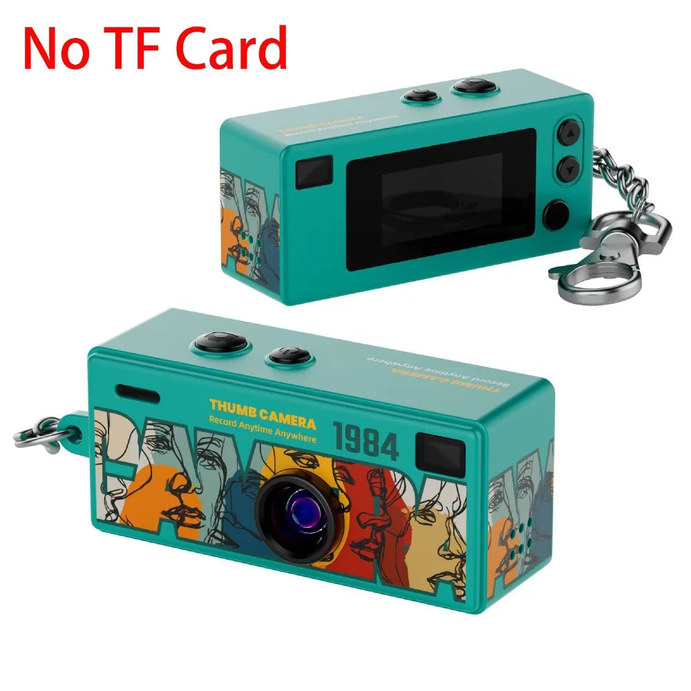 Mini Keychain Thumb Camera Retro Backpack CCD Digital Camera Thumb Camera with 1080P HD Video Recording Outdoor Sports Camera