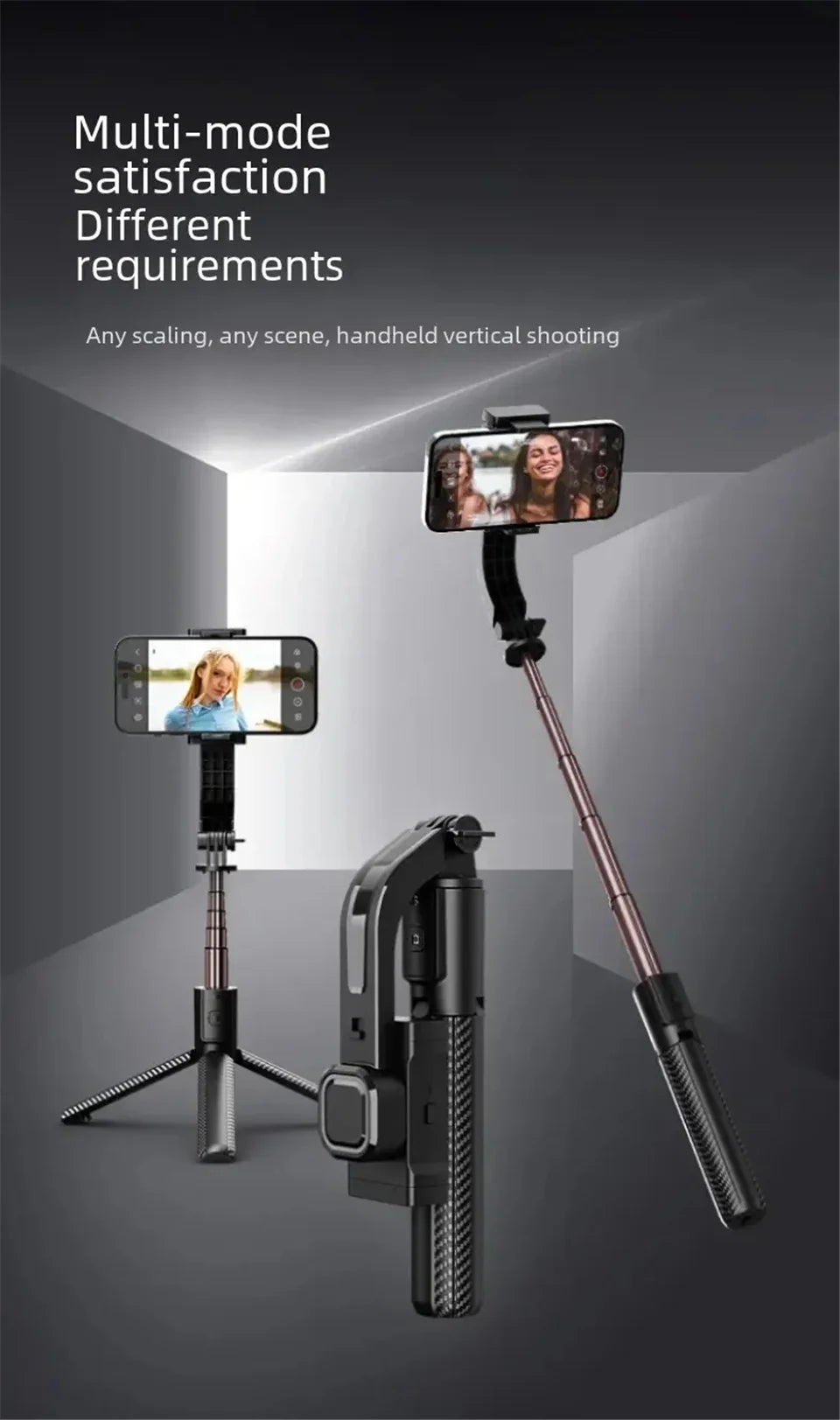 FGCLSY Bluetooth Handheld Gimbal Stabilizer Mobile Phone Selfie Stick Aluminum Alloy Adjustable Tripod for Smartphone Live