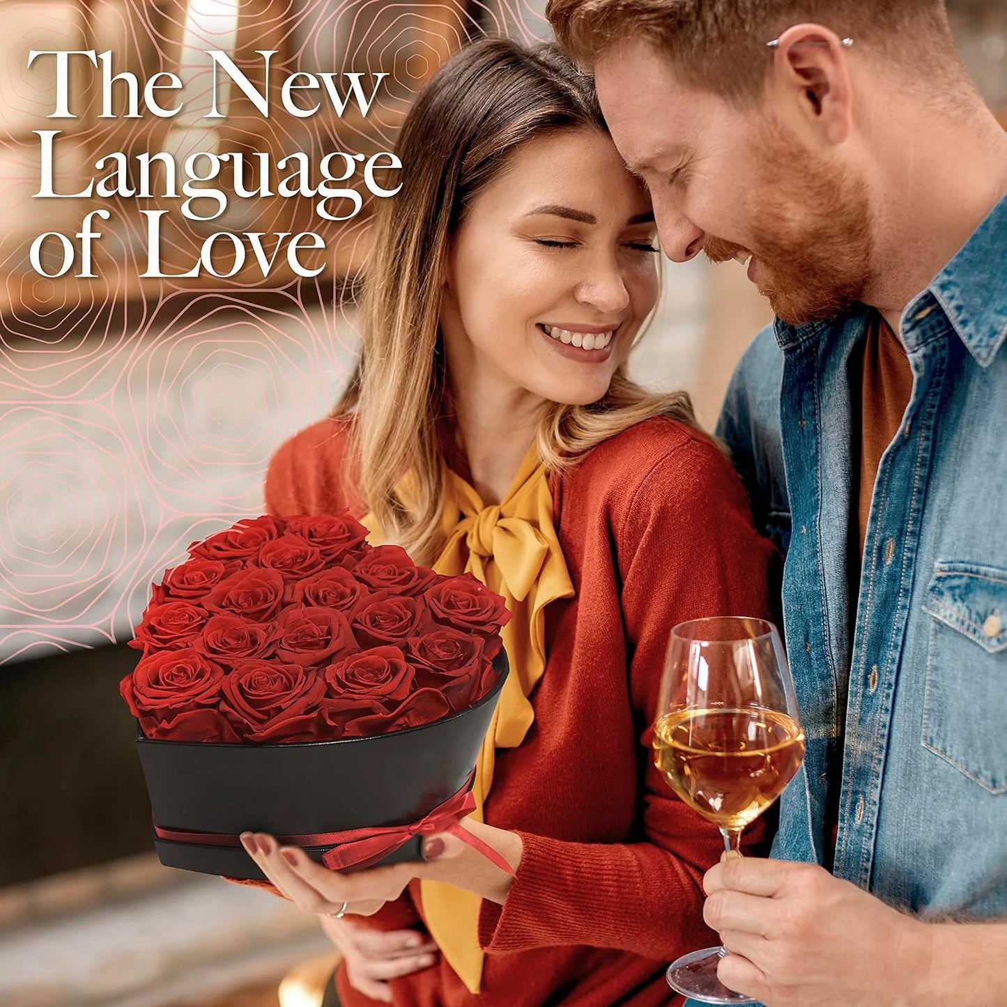 16PCS Natural Peserved Rose Eternal Forever Real Roses Heart Shape Box Immortal Flowers Mothers Valentines Day Gifts Home Decor