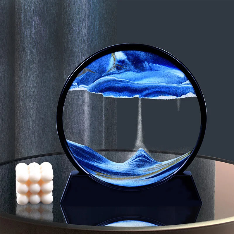 Nordic 3D Moving Sand Art Liquid Hourglass Ornament Mesmerizing Flowing Sand For Home Decor Enthusiasts Gift