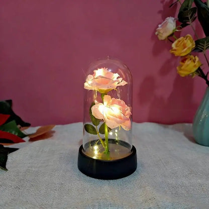 Artificial Eternal Rose Flowers LED Light Foil Flower in Plastic Cover Birthday Valentine's Day Gifts Wedding Party Supplies
