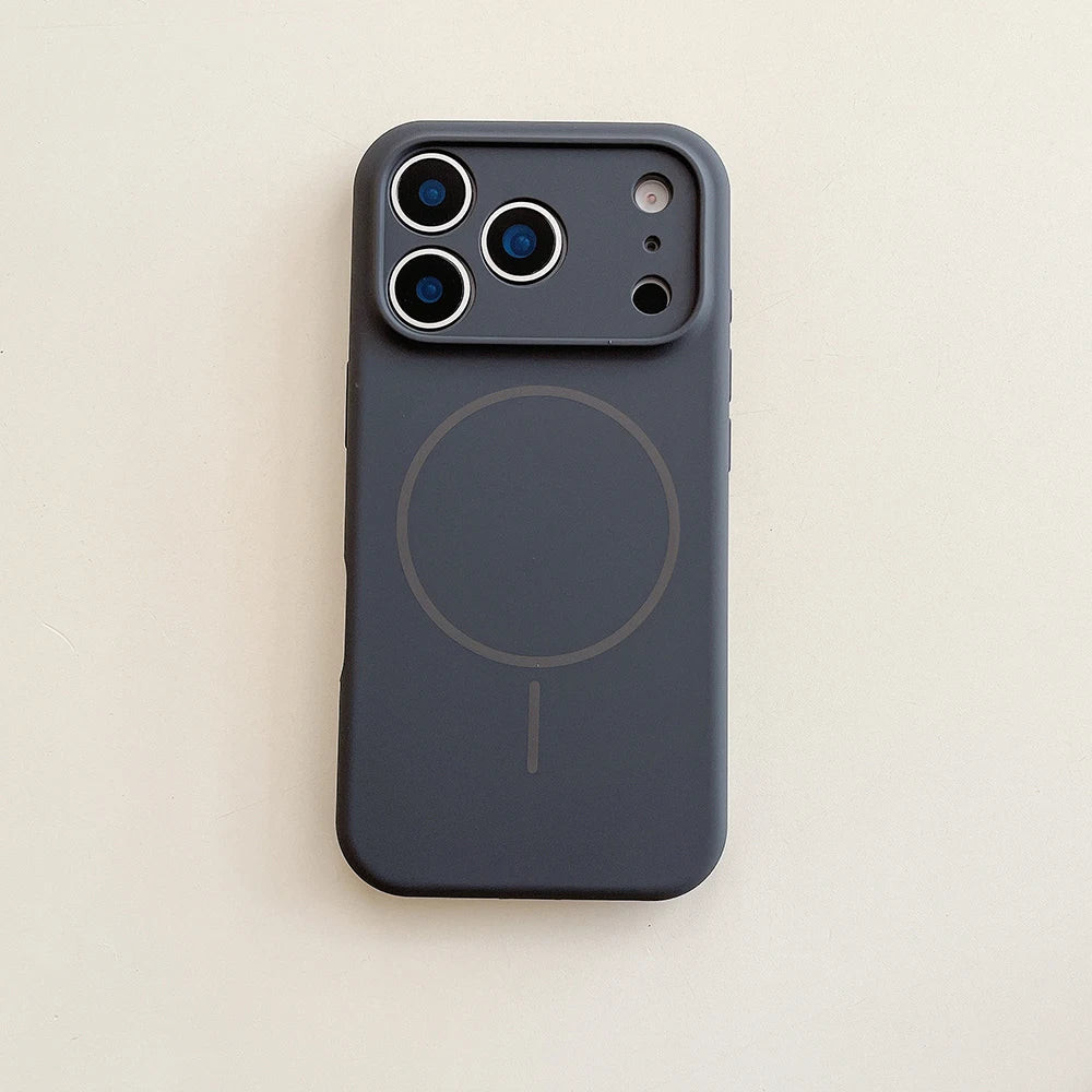 For Magsafe Magnetic Wireless Charging Luxury Solid Color Silicone Lens Protection Phone Case For iPhone17 Pro Max/17/17Pro Air