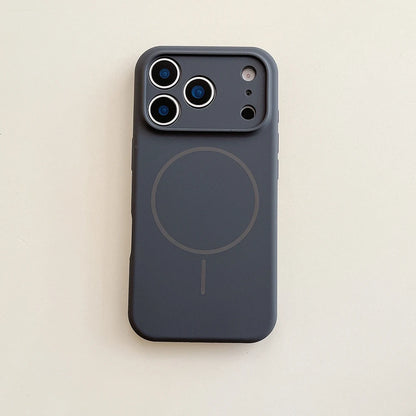 For Magsafe Magnetic Wireless Charging Luxury Solid Color Silicone Lens Protection Phone Case For iPhone17 Pro Max/17/17Pro Air