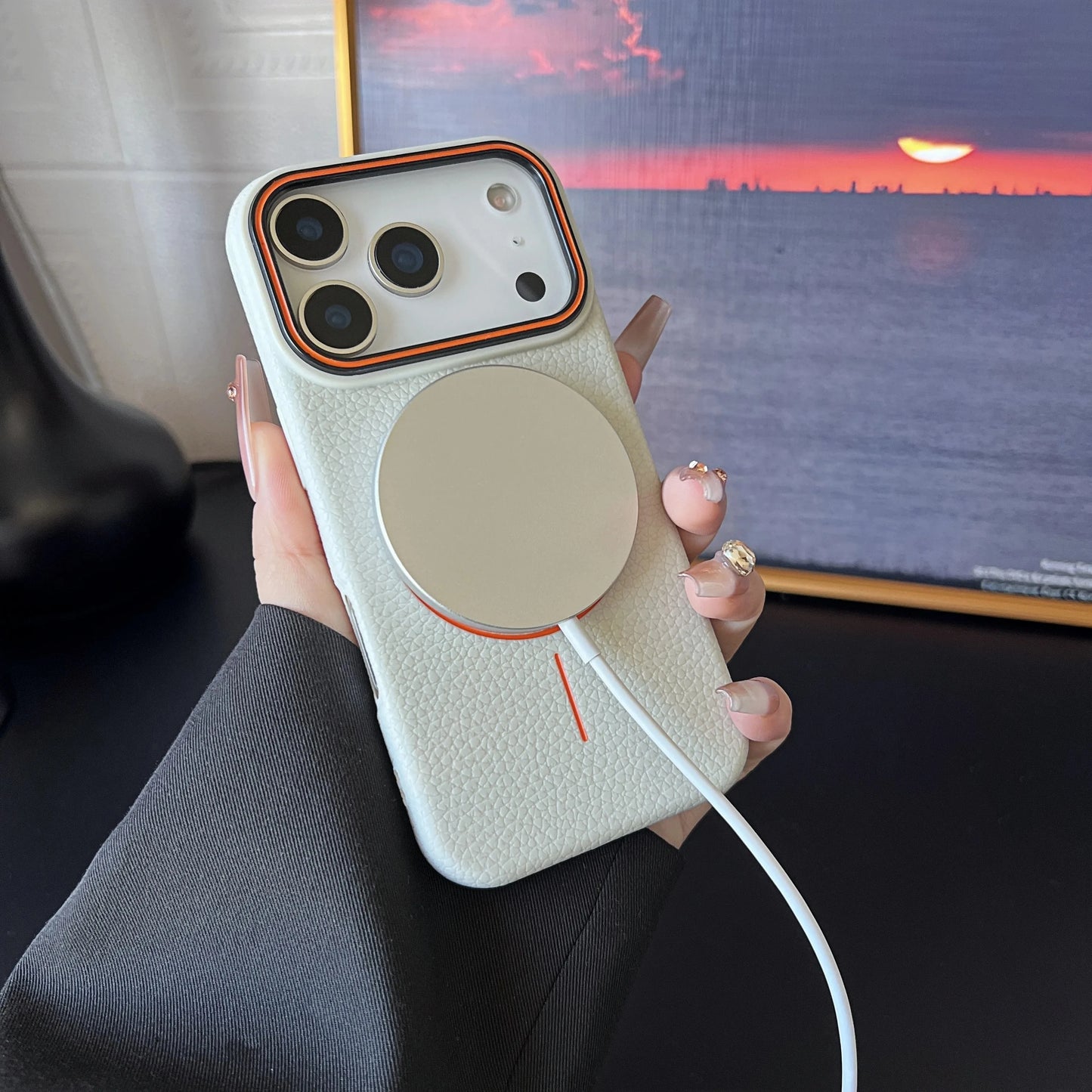 Frosted Hit Lichee Pattern Magnetic Phone Case For iPhone 11 To 17 Pro Max Dustproof MagSafe For Daily Use