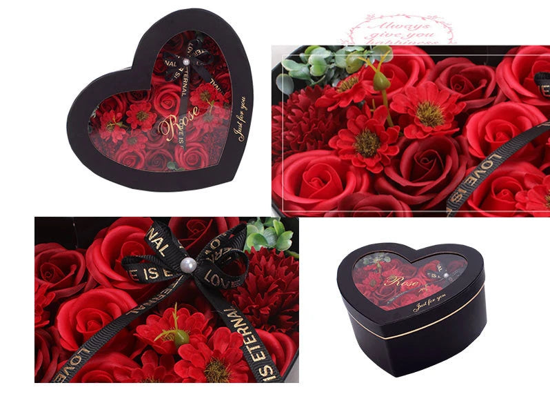 Heart Shape Rose Gift Box Foam Rose Flowers Wedding Party Rose Bouquets Valentine's Day Birthday Christmas Gift