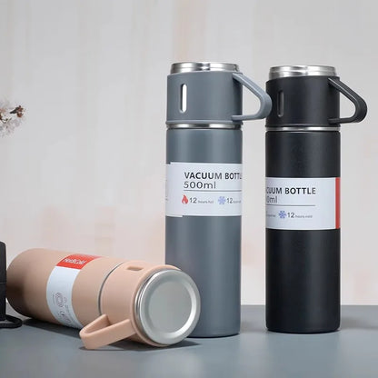 304 Stainless 500ml Steel Vacuum Insulated Water Bottle Portable Coffee Bottle Office Gift Set Business Style Travel Thermal Mug