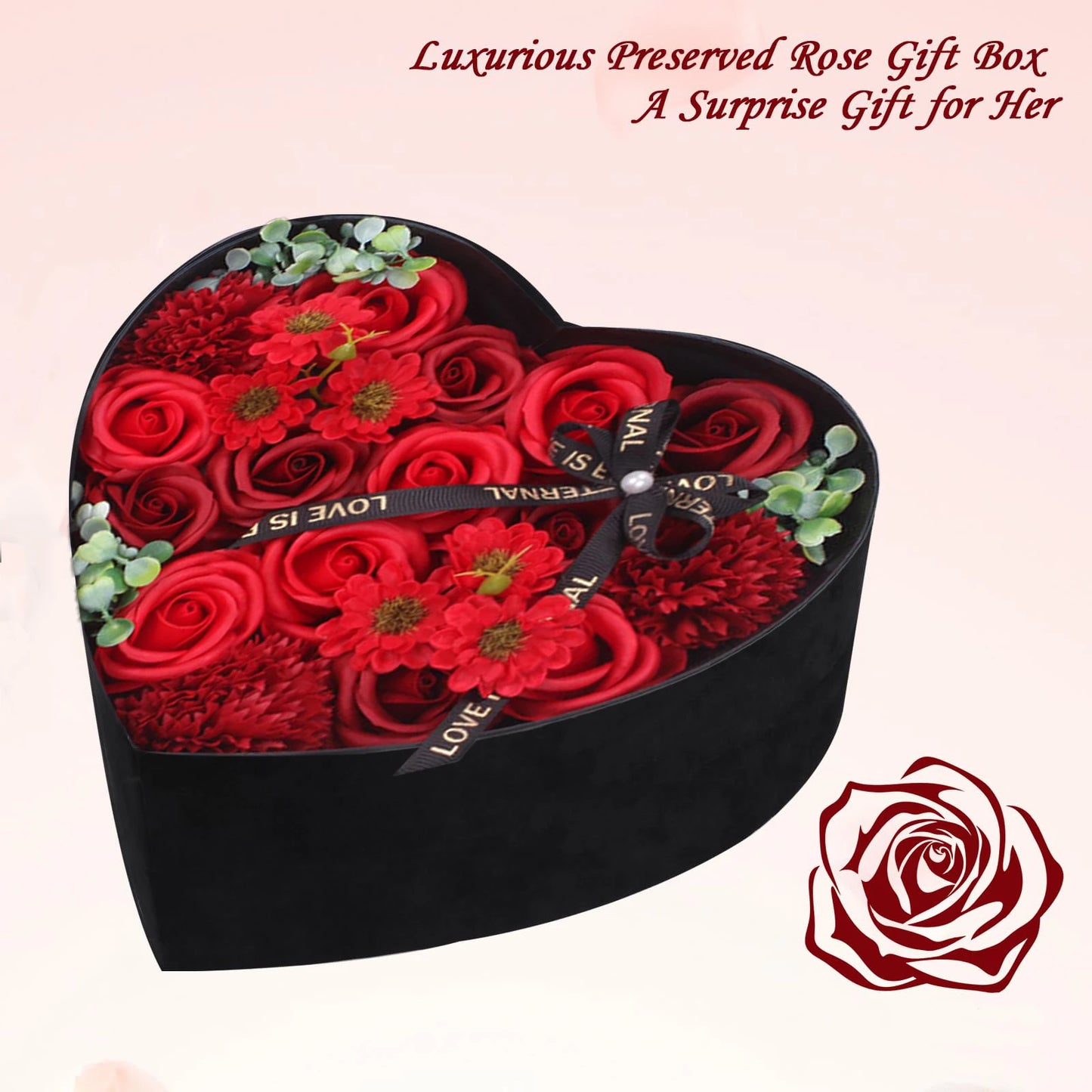 Heart Shape Rose Gift Box Foam Rose Flowers Wedding Party Rose Bouquets Valentine's Day Birthday Christmas Gift