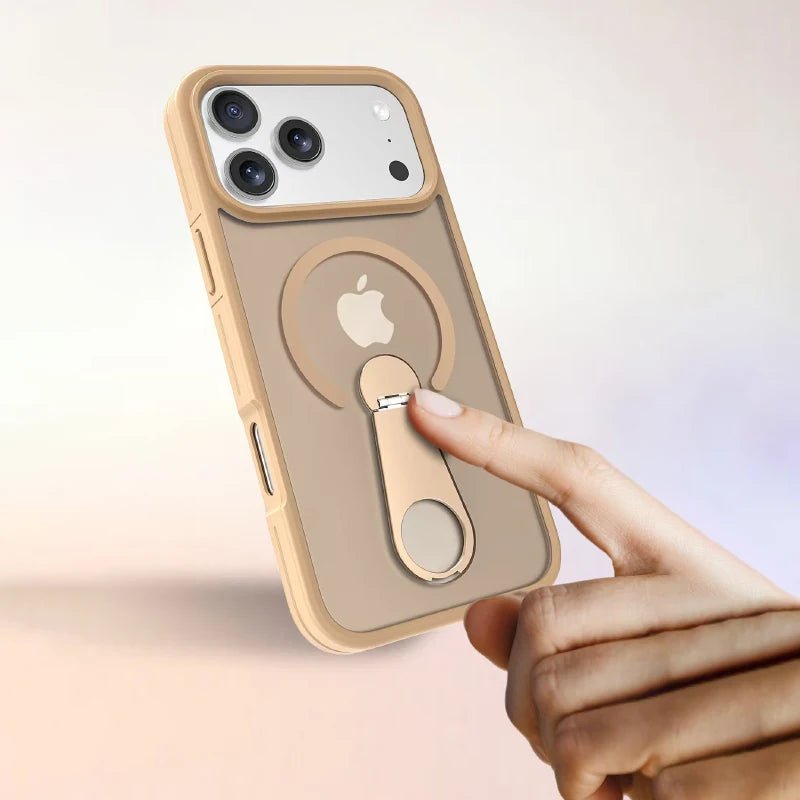 Premium MagSafe Wireless Charging Phone Case With 360 Degree Rotary Bracket Translucent Cover For iPhone Pro Max Series