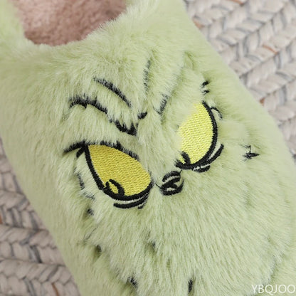 YBQJOO Plus Size Womens Plush Fur Monster Slippers Indoor Cozy House Shoes Non Slip Flat Bottom