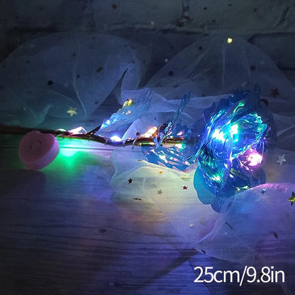 Eternal Flower Galaxy Rose Gifts Artificial Flowers in Transparent Dome Valentine's Day Gift Colorful Foil Rose Desktop Ornament