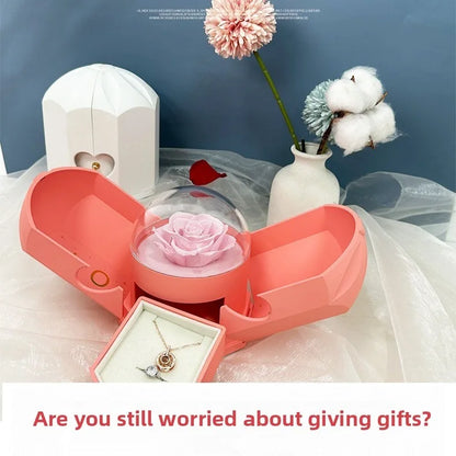 Surprise Flower Jewelry Box - Mysterious Unboxing with Rose Gold Dried Flowers & Hidden Love Drawer