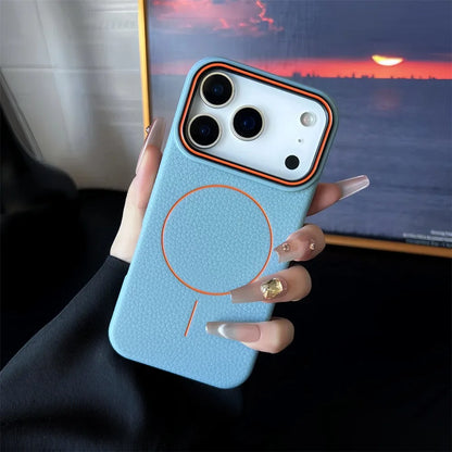 Frosted Hit Lichee Pattern Magnetic Phone Case For iPhone 11 To 17 Pro Max Dustproof MagSafe For Daily Use
