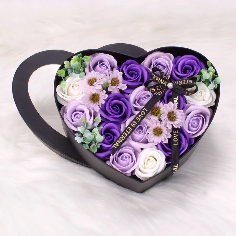 Heart Shape Rose Gift Box Foam Rose Flowers Wedding Party Rose Bouquets Valentine's Day Birthday Christmas Gift