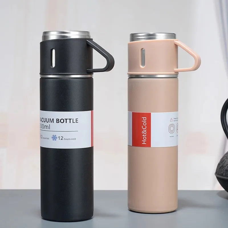 304 Stainless 500ml Steel Vacuum Insulated Water Bottle Portable Coffee Bottle Office Gift Set Business Style Travel Thermal Mug