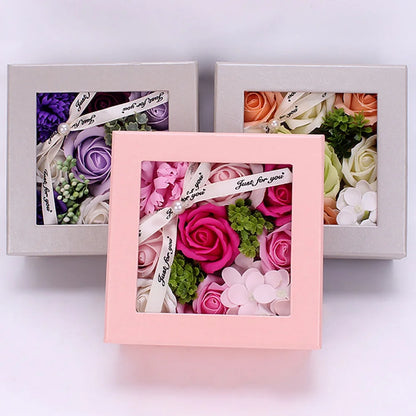 Luxury Artificial Soap Rose Flower Simulation Peony Scented Rose Flowers with Gift Box For Mother's Day Birthday Wedding Party