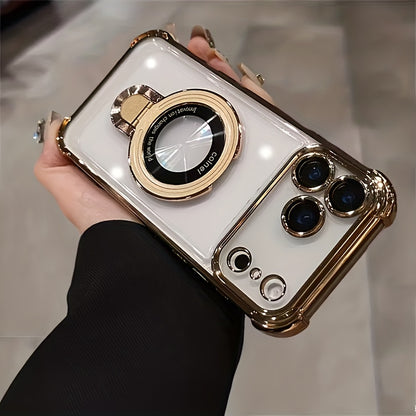 Phone Case: Suitable for IPhone17 Pro Max, Air Series, Luxury Transparent Acrylic Holder Mobile Phone Case, Supports Wireless Charging with Lens Film Protective Cover