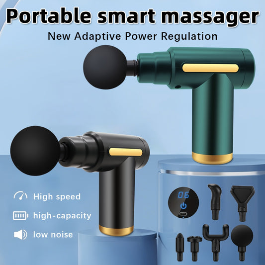 Electric Massage Gun For Athletes Ultra Silent Brushless Motor LED Screen 4 Heads USB Rechargeable