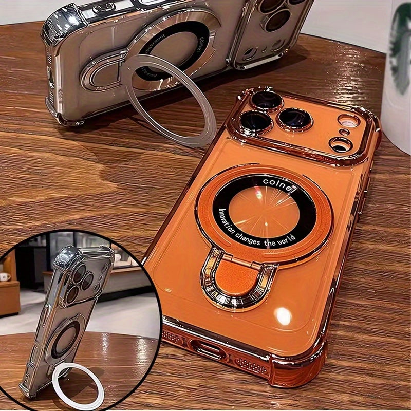 Phone Case: Suitable for IPhone17 Pro Max, Air Series, Luxury Transparent Acrylic Holder Mobile Phone Case, Supports Wireless Charging with Lens Film Protective Cover