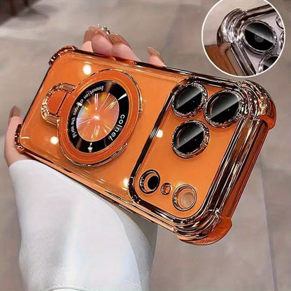 Phone Case: Suitable for IPhone17 Pro Max, Air Series, Luxury Transparent Acrylic Holder Mobile Phone Case, Supports Wireless Charging with Lens Film Protective Cover